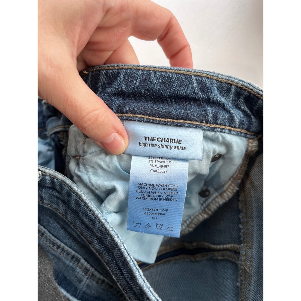 Joes Jeans The Charlie High Rise Skinny Ankle Jeans Blue Denim Frayed Hem Sz 24 - Picture 6 of 9